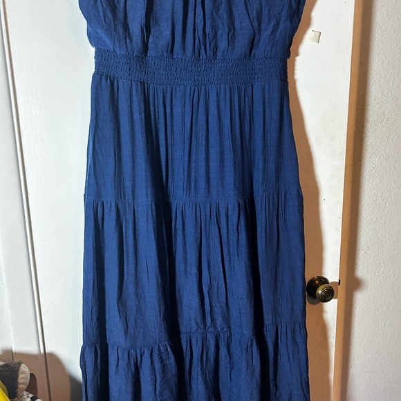 Luxology XL Navy Peasant Mom Core Tiered Maxi Dress - Picture 6 of 8